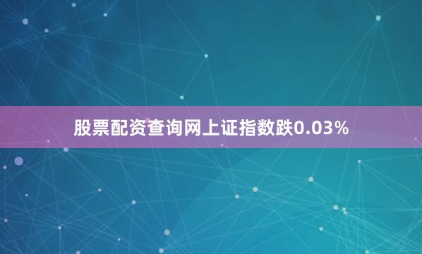 股票配资查询网上证指数跌0.03%