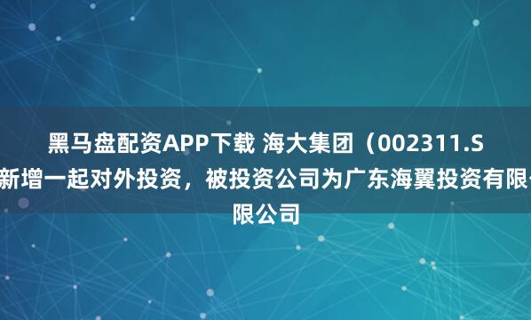 黑马盘配资APP下载 海大集团（002311.SZ）新增一起对外投资，被投资公司为广东海翼投资有限公司